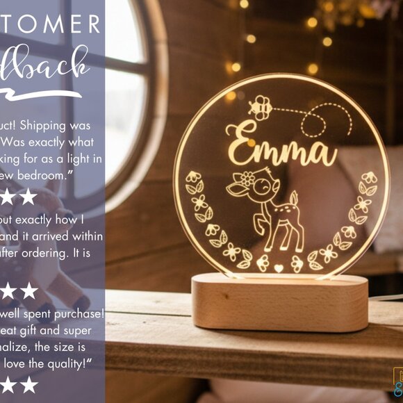 Custom Fawn LED Night Light – Adorable Room Decor for Kids - Picture 7 of 8